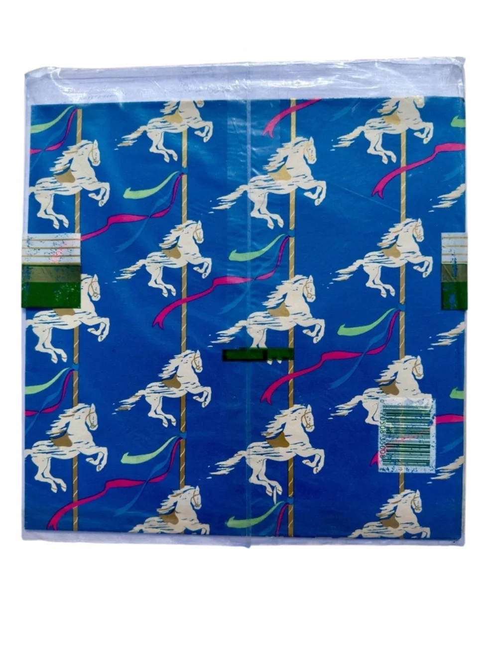 VTG Cleo Wrapping Paper Gift Wrap Flat Folds All Occasion Carousel Horses